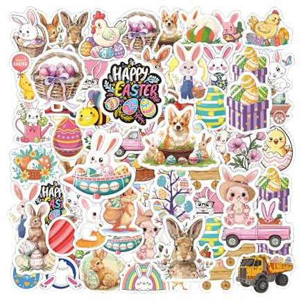 Cosmeria 100 Stück Ostern Aufkleber Set, Kawaii Kaninchen Ei Design, Wasserdicht Und Langlebig, Perfekt Für Wasserflaschen, Tagebücher Und Skateboards