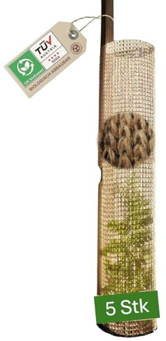 Buckshülle® - Baumschutz (5 Stück) - BIOLOGISCH ABBAUBAR - Baumschutz Wilderverbiss - Wuchshülle aus Baumwolle & Maisstärke - Fegeschutz - Baumschutz Stamm - Verbissschutz für Bäume - Easy Setup