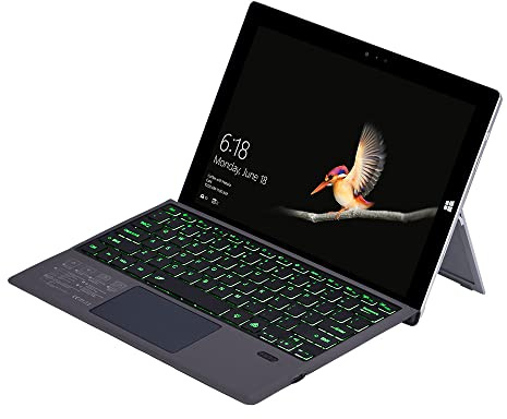 Teclado Bluetooth Surface Pro 7/6/5/4/3, Retroiluminación de 7 Colores, DJian, Multifuncional, QWERTY UK