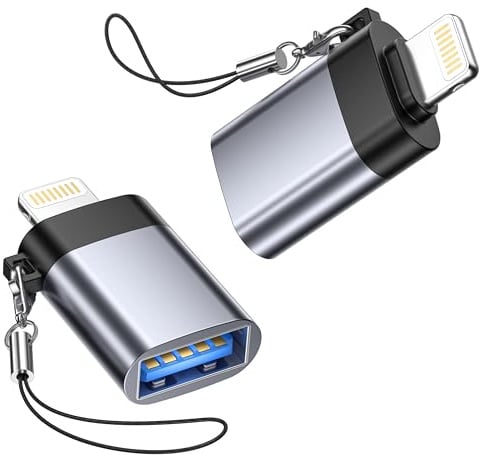 Adattatore Lightning a USB per iPhone, Adattatore USB 3.0 Compatto Adattatore OTG Compatibile con iPad Pro/Air/Mini, Supporta Chiavetta USB, Lettore di schede, Fotocamera, MIDI, Tastiera, Mouse, Hub