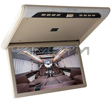 AYJYZHIAG Automonitor 19 Zoll 1920 * 1080P LCD-Bildschirm Dachmontage Flip Down MP5-Player mit HD-Deckenmonitor TV for Autobus-Zubehör(Beige)