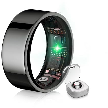 IUHFSIFS 6.0 Smart Ring & Inklusive Ladefach【Branchen Nr.1 – 0 Messfehler】 2025 Fitness Tracker für Sleep Tracking Wearable, SpO2, Smartring für Android & iOS Black 10#