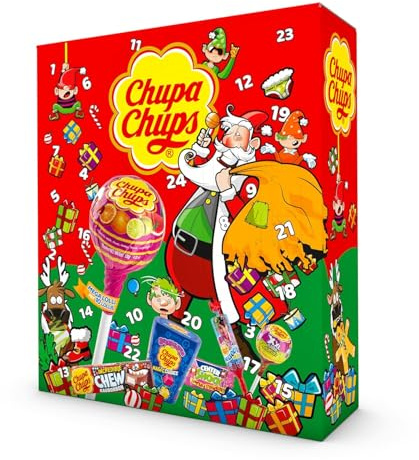 Chupa Chups XXL Adventskalender | Süßigkeiten-Mix mit Lutschern & Kaugummis | 24 Türchen voller Überraschungen | bunter Süßigkeiten-Kalender für Kinder & Erwachsene | 614g Naschspaß