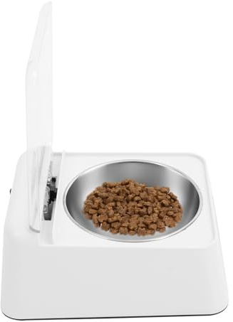 SuhoFutus Distributeur automatique de nourriture pour chat avec capteur infrarouge, couvercle rabattable sans contact, gamelle en acier inoxydable 350 ml, couvercle transparent, pour chats et petits