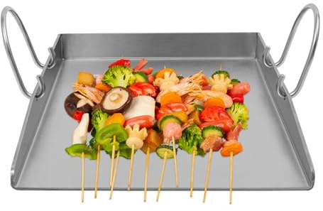 Plaque De Grill Inox Plancha Barbecue Universelle Plaque Cuisson Rectangulaire Acier Inoxydable 170℃, Avec 2 Spatules Poignées Accessoire Bbq Extérieur Famille