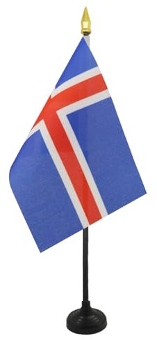 AZ FLAG - Tischflagge Island - 15x10 cm Goldene Splitze - Isländische Tischfahne 10 x 15 Cm - Flaggen