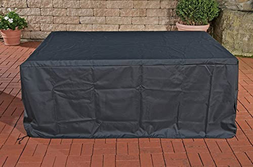 CLP Schutzhülle für Gartenmöbel I Abdeckhaube Polyrattan Gartengarnitur oder Auflagenbox/Abdeckplane Outdoor 375x165x68 cm, Schwarz