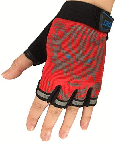 EurHouse Kinder Fahrradhandschuhe Bike Fingerlose Handschuh für Jungen und Mädchen Radhandschuhe Fingerhandschuh für Sport Mountainbike, Kletterei, Skaten, Rennrad Schwarz