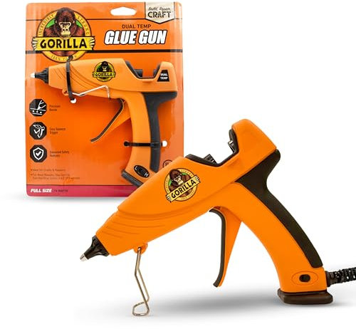 Gorilla Pistolet à colle chaude (lot de 1) – Pistolet à colle chaude double température pleine taille avec buse de précision, déclencheur facile à presser et fonctionnalités de sécurité améliorées