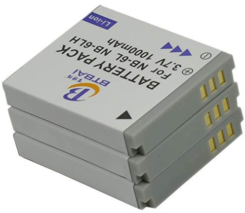 BTBAI Compatible NB-6L Battery for NB-6LH powershot s200 sx240 sx260 sx270 sx280 sx510 sx520 sx530 sx540 sx60 sx600 sx610 sx700 sx710 hs digital camera (3x Battery)