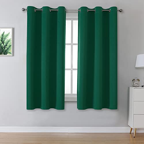DUALIFE Verdunkelungsvorhänge mit Weihnachtsmotiv, 114 cm lang, wärmeisolierend, Raumverdunkelung, 96 cm breit, kurzer Fenstervorhang für Wohnzimmer, 96 x 114 cm, 2 Paneele mit Ösen