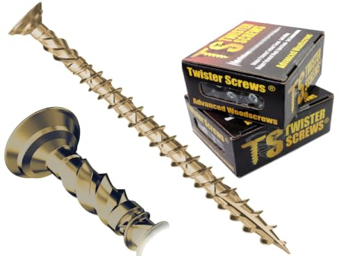 Twister Screws Decking Screws | 5mm x 80mm | Tan | Box of 50 | Double-Threaded Self Drilling, Self Countersinking, Multipurpose, E-Coat Corrosion protection, Type 17 Ultra Sharp Grab Point
