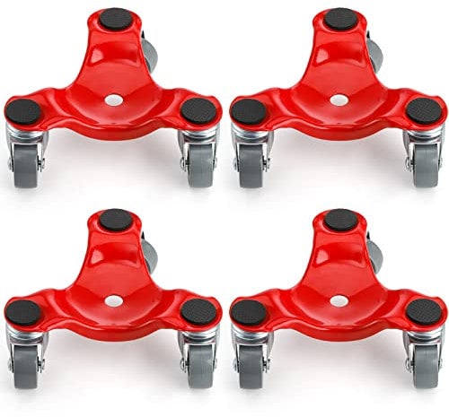 ZEAYEA 4 Pack 6-Inch Steel Tri-Dolly, 200 lbs / 90 kg Load Capacity 3 Wheel Mover's Dolly for Moving Furniture, Appliances, Cabinet, Table, Piano