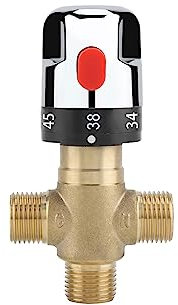 Mitigeur Thermostatique, Vanne de Contrôle de la Température de L'eau en Laiton Massif G1/2, Mitigeur Thermostatique à Trois Voies, pour une Utilisation dans la Salle de Bain, les Toilettes, la Cuisin