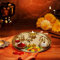 Hashcart® Messing Puja Thali Set (8,75 Zoll, Medium) - Puja Thali Aarti Thali für Zuhause Mandir, Tempel | Diwali Dekoration, Diwali Thali