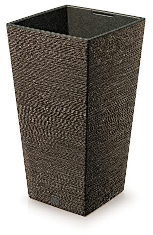 URBNLIVING Maceta cuadrada de 265 mm con aspecto de grano de madera, maceta alta, para interiores y exteriores, decoración de jardín (café)