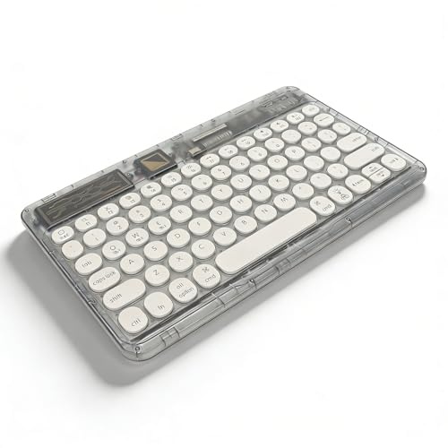 Sxhlseller Teclado, Teclado Transparente Retro, Mini Teclado Inalámbrico Ultradelgado para el Hogar, Viajes, Viajes de Negocios, Teclado RGB para para OS X, para Android (Negro)