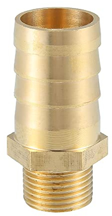 A ABSOPRO Schlauchtülle 3/8 Messing Goldton 1St Gerade Schlauchverbinder | Universell Für PKW, LKW, Motorrad, 3/8 NPT Gewinde, Außendurchmesser 16mm, Höhe 37mm, Einfache Installation