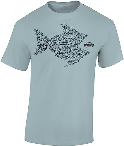 Baddery Fahrrad T-Shirt Herren : Bikes of The World Organize - E-Bike Rennrad Zubehör (Ice Blue XXL)