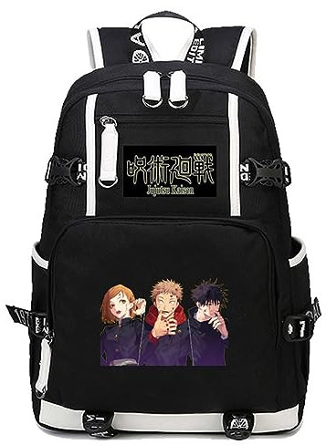 XSLGOGO Unisex Jujutsu Kaisen Rucksack Gojou Satoru Itadori Yuuji Outdoor Casual Schultasche Jujutsu Kaisen Fushiguro Megumi Umhängetasche Reise