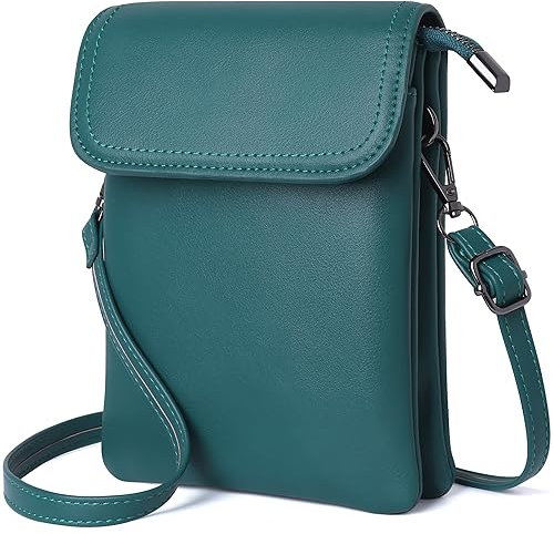 GEEADNB Kleine Crossbody-Taschen für Frauen PU-Leder Handy Portemonnaie mit Schulterriemen (Dunkelgrün)