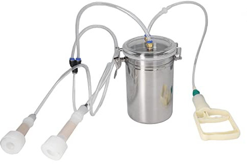Máquina de Ordeño para Vacas, Ordeñadora Manual de 2 Litros, Ordeñadora Portátil de Acero Inoxidable para Ganado con Fuerte Succión, Tapa Transparente, Ordeñadora Al Vacío para
