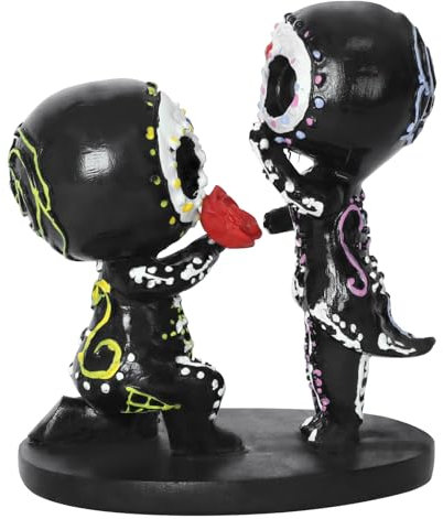 greitenty Zuckerschädel Paar Figur Statue Paare süßes Skelett mexikanisches Halloween Tag der Toten Figuren Valentinstag Dekoration (Vorschlag)