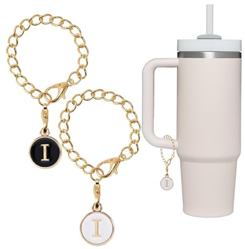 26 Letter Charm Accessories for Stanley Cup 2PCS Initial Name ID Personalized Handle Charm for Stanley Tumbler (I)