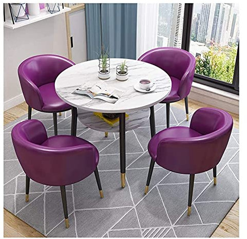 Esstisch-Set für Büro, Business, Hotel-Empfang, Restaurant-Tisch und Stuhl-Set, Büro, Verhandlungsraum, Halle, Tagungsraum, Lounge, Ausstellungshalle, Freizeit-Empfangsraum (Farbe: Blau) (Blau) (Lila