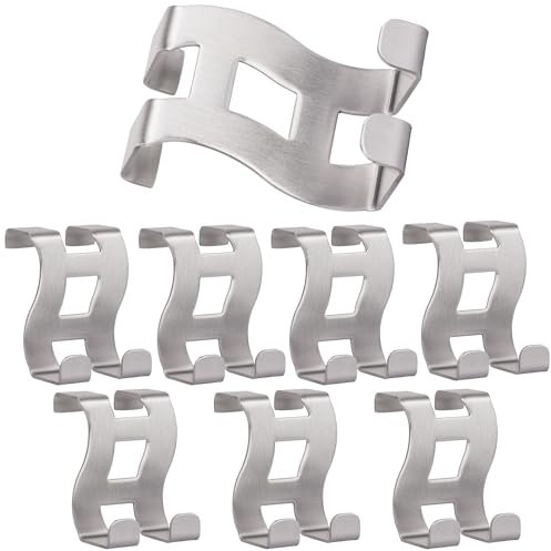 RICOO 8 x Türhaken zum Einhängen Edelstahl Haken Badezimmer MH001-8 Garderobenhaken Kleiderhaken Tür Garderobe Bademantel- & Handtuchhaken ohne Bohren Türgarderobe Türhänger Metallhaken Jackenhaken