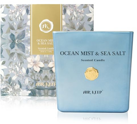 Airkeep Extra große Duftkerze 1300g, Ocean Mist & Sea Salt Kerze mit Brenndauer bis zu 320 Stunden, natürliche Wachskerze für zu Hause, Geschenke Kerze für Frauen Männer