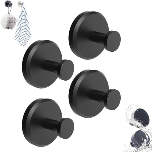 Luxehold No-Drill Hooks,Superhold No-Drill Hooks,Gold Shower Hooks,Shape Grass Suction Cup Hooks,Bathroom Shower Hook,Heavy Duty Suction Cup Hooks for Bathrooms,Kitchens & Bedrooms (Black-4Pcs)