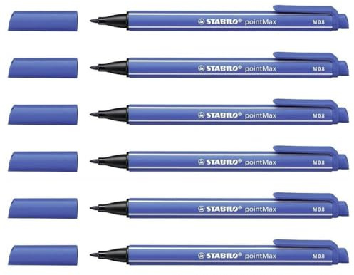 STABILO PointMax Filzstifte, mittlere Spitze, 0,8 mm, Blau, 6 Stück