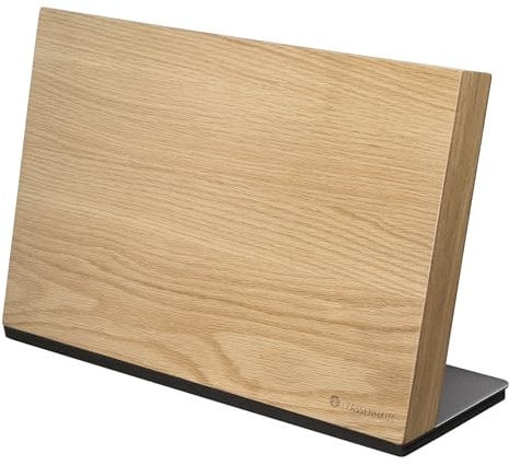 Zassenhaus Studio Magnetic Knife Block | for 8 Knives | Wooden Knife Holder Magnetic | for Meat Knives, Chopping Knives and More | 36 × 12.5 × 23 cm | Oak Wood/Stainless Steel