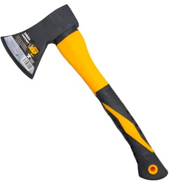 Avilia Accetta Spaccalegna con Manico in Fibra - Ascia per Giardinaggio e Lavorazione del Legno, in Acciaio al Carbonio e Manico Antiscivolo, 600gr, 37cm
