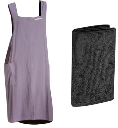 HDGSAFD Delantal de cocina para hornear, 1 pieza, delantal cruzado, delantal para niña, delantal práctico de trabajo, delantal de carpintería de jardín,, gris