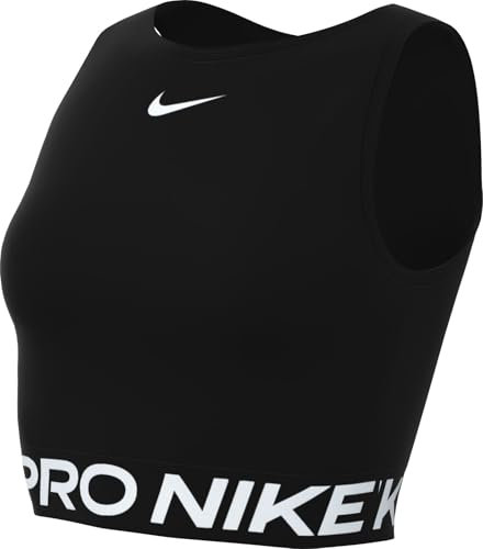Nike Women's Pro Df 365 Crop Tank T-Shirt, Black/White, XL