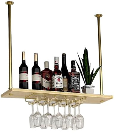 Hanging Wine Rack - Ceiling Plant Stand Indoor, Ceiling Hanging Display Stand, Wrought Iron Solid Wood Floating Shelves, Minimalist Kitchen Storage Shelves, Restaurant Bar Wine Glass Holder ( Size : 1