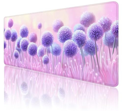 Tapis de Souris Fleur Tapis de Souris Gamer XXL 1200x600x3mm ImperméAble Et AntidéRapant Mousepad Bords Cousus Une éTendu SousMains Tapis Souris Violet pour Gamer, Pc et DéCoration de Bureau M84