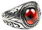 NTALJC S925 Silber roter Granat Damon Salvatore Herz TVD Ring für Männer oder Frauen ~ Blätter graviert, Edelstein feiner Schmuck,