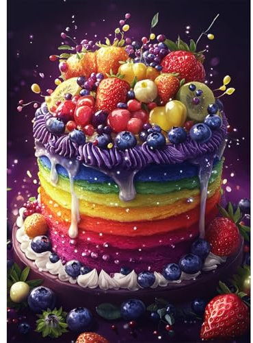 DOMROM Kuchen Diamond Painting, Bunt Diamond Painting Erwachsene Kinder Diamond Painting Set, Diamant Malerei Kit Diamond Art Erwachsene für Home Wand Dekor 30x40cm