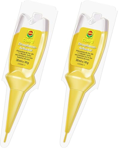 COMPO Zitruspflanzen-Aufbaukur für alle Zitruspflanzen, Dünger mit 4 Wochen Langzeitwirkung, 30 ml, Zitruspflanzendünger (Packung mit 2)