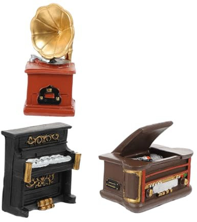 TOPBATHY 3 Stücke Mini Vintage Dekoration Mini Retro Piano Mini Player Mini Grammophone