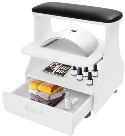3-Tier Nagel Fuß Trolley Cart Maniküre Tisch Salon Portable Kosmetikerin Trolley Cart mit 4* Rollen für Schönheitssalon Pediküre, Massage-Behandlung 50 Kg Tragfähigkeit (Schwarz)
