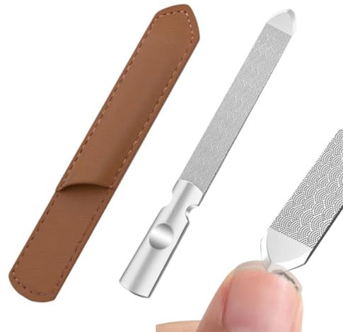 Limes À Ongles En Métal, Lime À Ongles Professionnelle Double Face En Acier Inoxydable Avec Étui En Cuir, Lime À Ongles Premium Pour Femmes& Hommes, De Haute Qualité Pour Tous Les Types D'Ongles