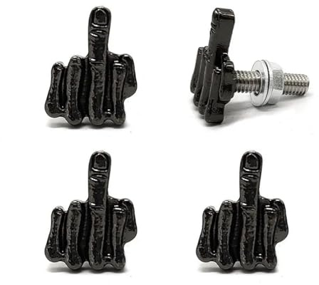 4Pcs Design Middle Finger Bolts License Plate Screws License Plate Caps For Tag Frame Motorcycle Screws Replacement Kit(Black)