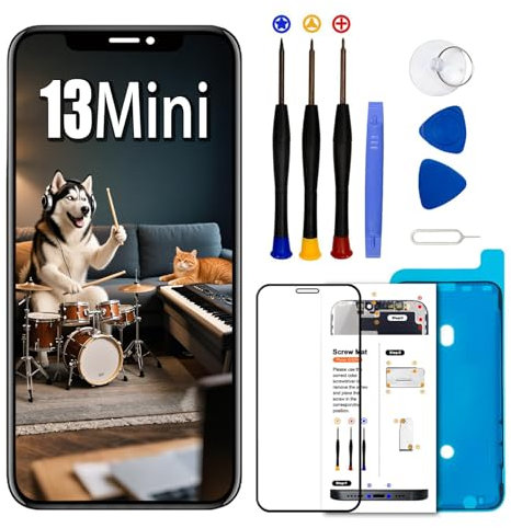 for iPhone 13 Mini Screen Replacement 5.4 inch,LCD Display Touch Screen Digitizer Assembly with Repair Tools Set, Compatible with Model A2481, A2626, A2628, A2629, A2630