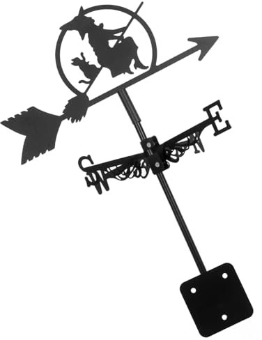 Toyvian Adornos de jardín pequeño Viento al Aire Largo dirección Veleta de Bruja Veleta Decoraciones de Patio de Halloween Veleta de jardín Veleta de Metal Planchar Black