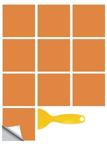 Hixingo Piastrelle Adesive Cucina Bagno, 20 Pezzi Mattonelle Adesive Cucina Piastrelle Bagno Adesivi PVC Pannelli Decorativi Tinta Unita per Mobili e Pareti (Arancione,20x20cm)