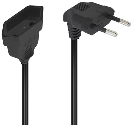 MejaRizon 90 Grad Verlängerungskabel Flach, 0,3m Verlängerungskabel mit Flachstecker, Verlängerungskabel Kurz Typ-C-Stecker Eurostecker auf Typ-C Euro für Bildschirm, Beamer, Lampe, Haushaltsgeräte